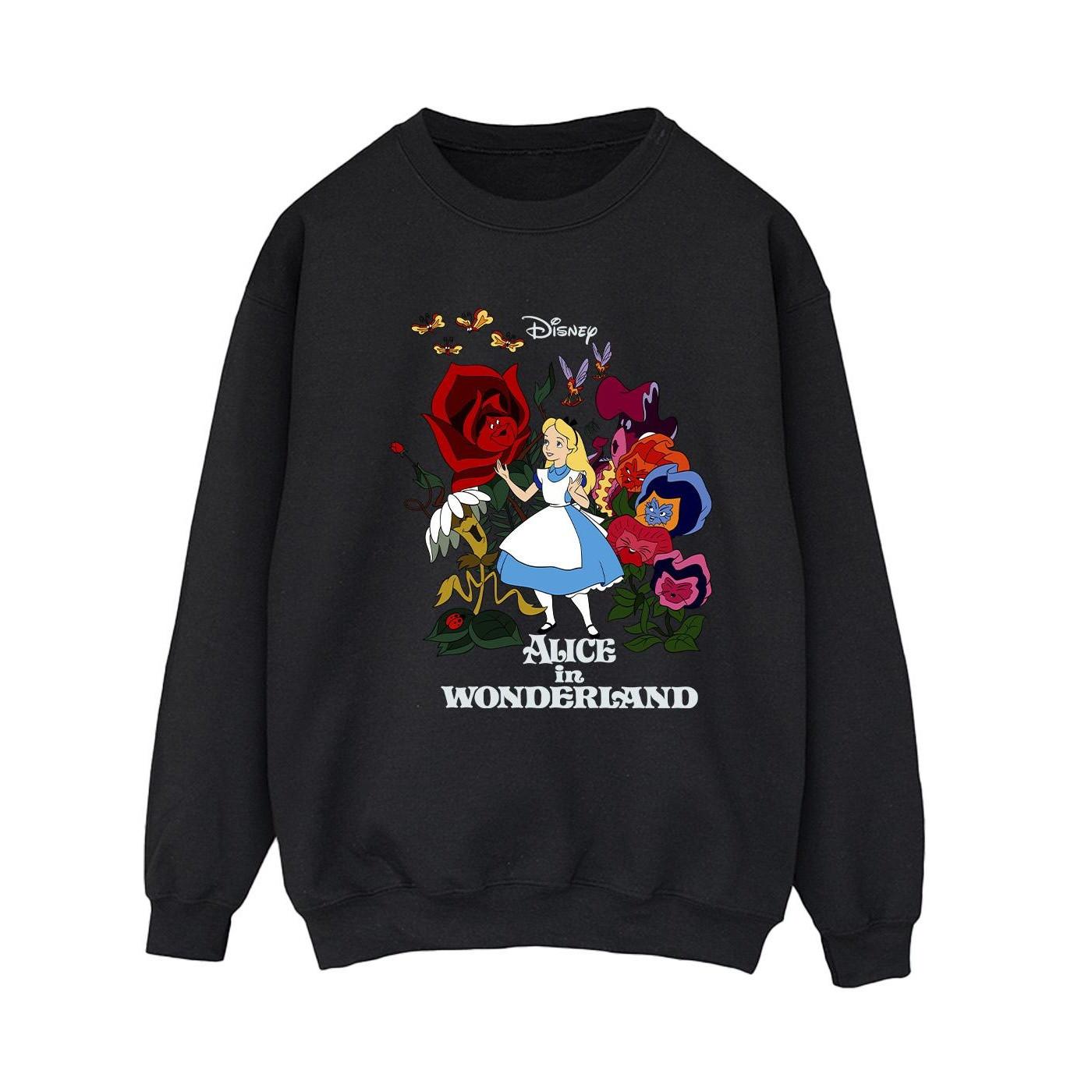 Image of Alice In Wonderland Flowers Sweatshirt Damen Schwarz M
