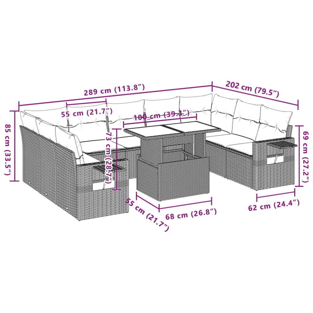 VidaXL Ensemble de canapés de jardin rotin synthétique  