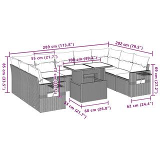 VidaXL Ensemble de canapés de jardin rotin synthétique  