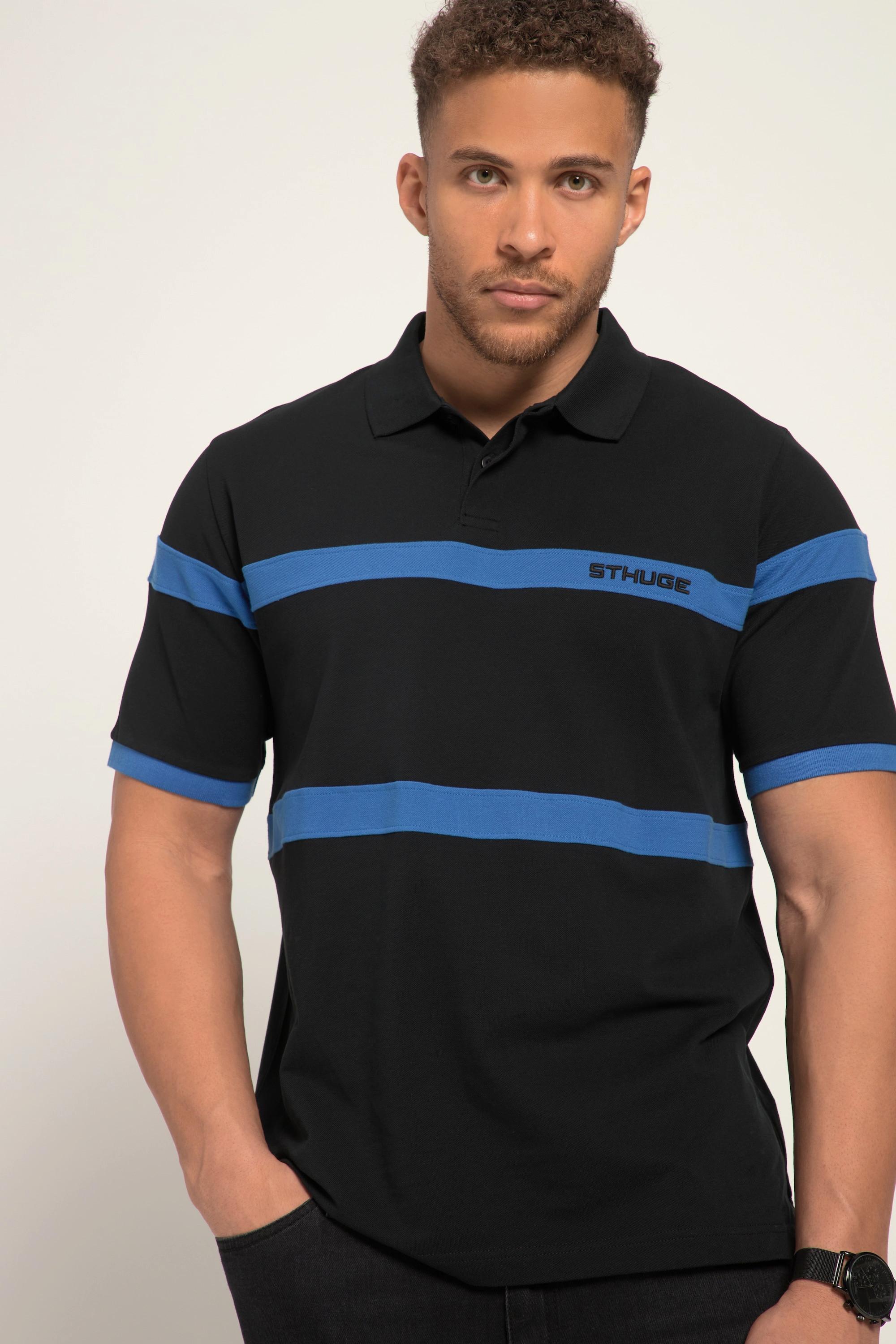 Sthuge  Maglia polo in piqué a righe con mezze maniche, disponibile fino alla tg. 8 XL 