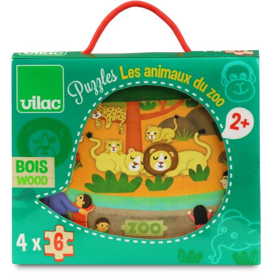 Vilac  Tiere des Zoos à 6 Teile, 4 kleine Puzzle 