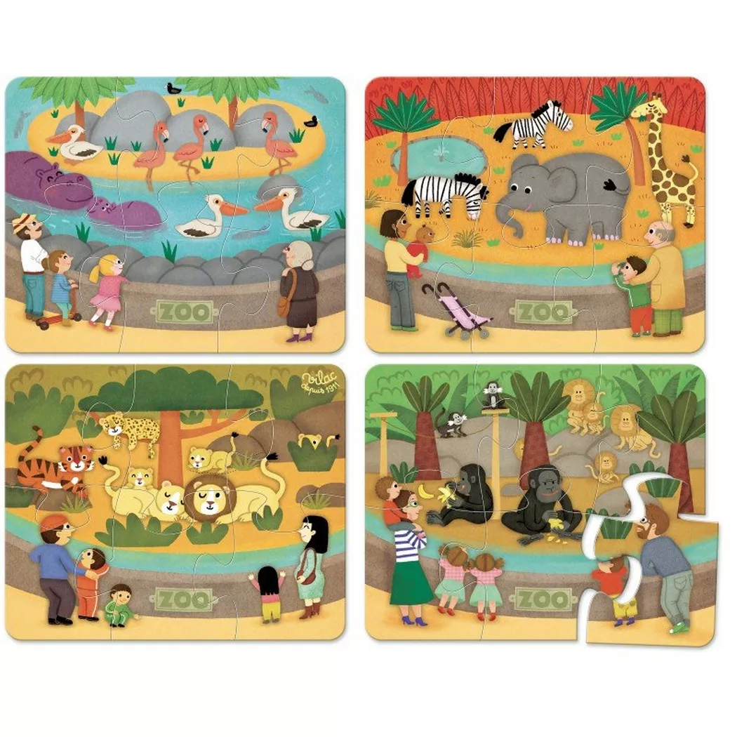 VILAC puzzel dierentuin 2jr+ / 4 x 6 stks