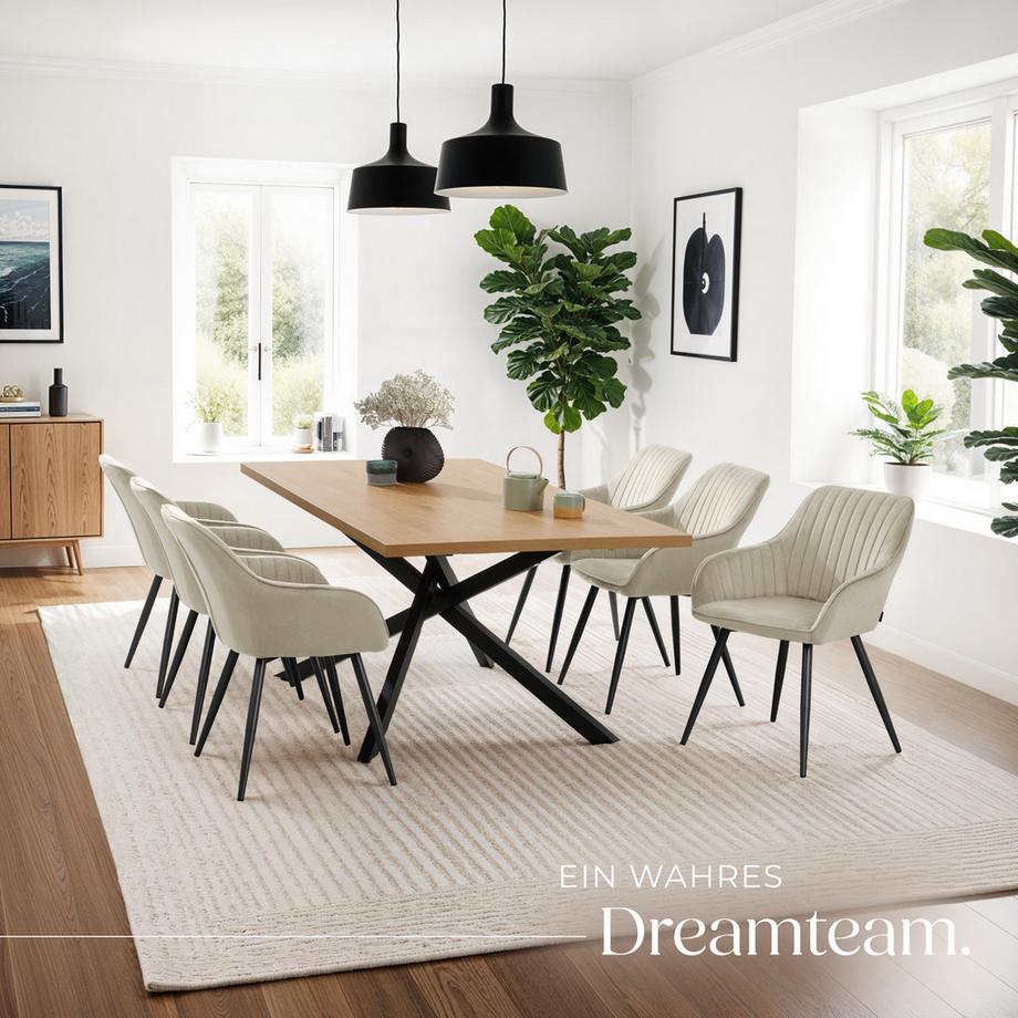 Tectake Esszimmerstuhl Marilyn gepolstert, in Samtoptik, gesteppt durchgehende Lehne  