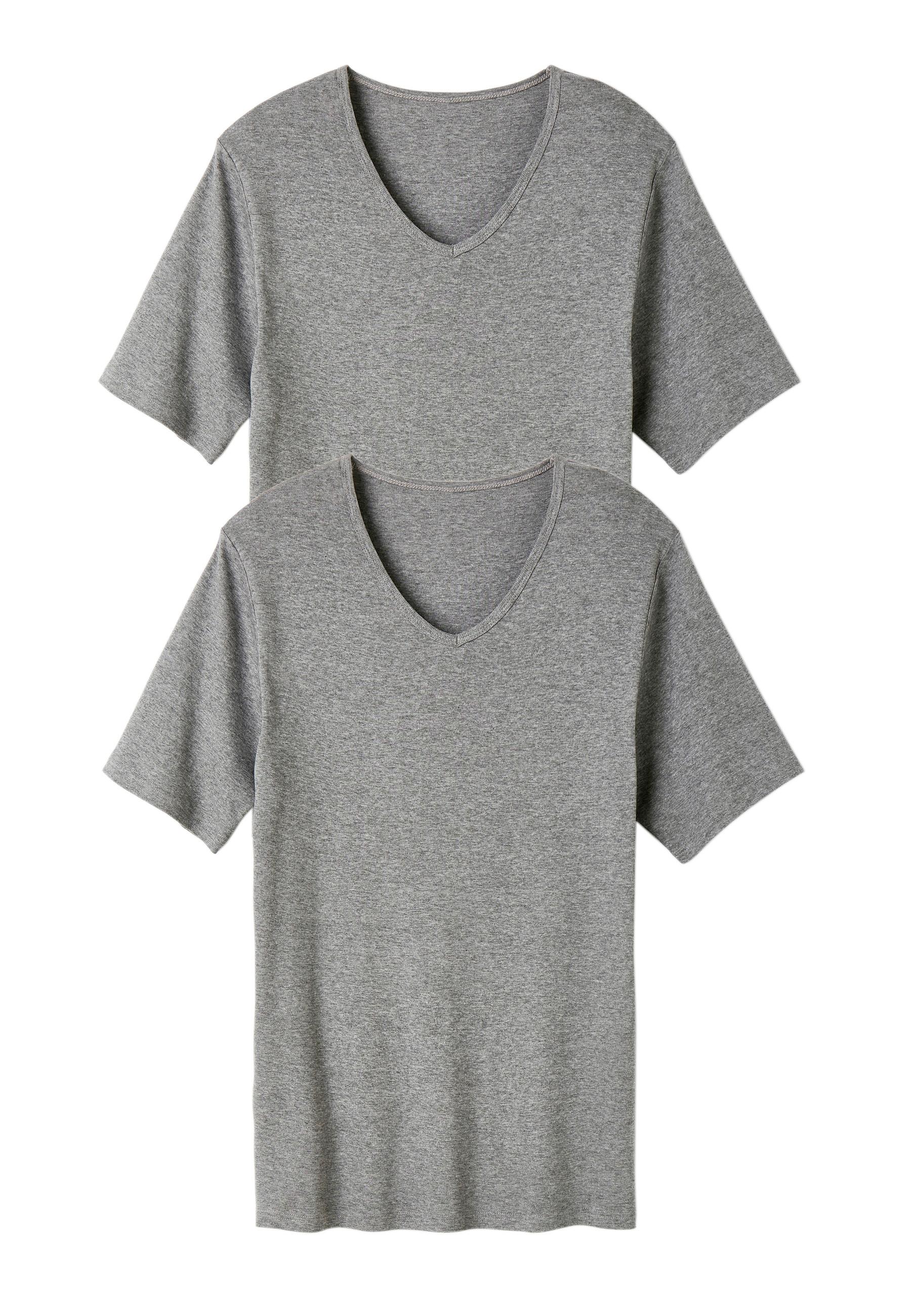 Image of 2er-pack T-shirts Mit V-ausschnitt Essential Aus Reiner Gekämmter Baumwolle. Herren Grau XL