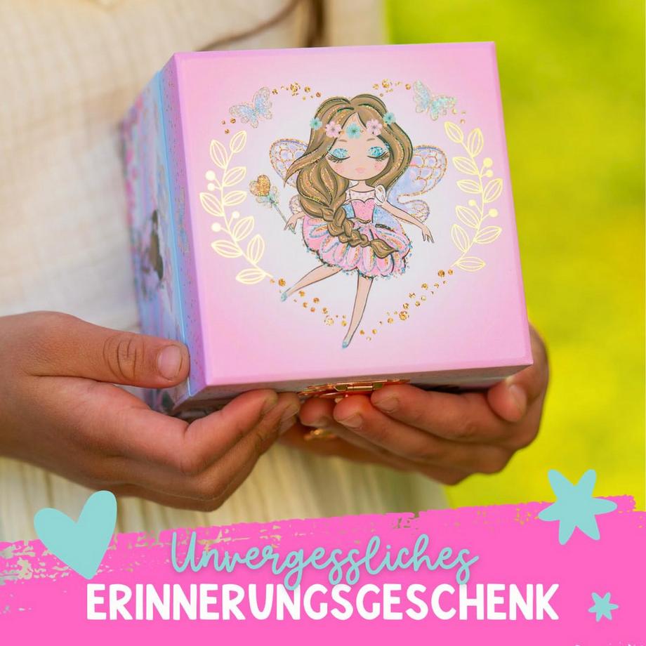 Only-bags.store  Boîte à bijoux musicale pour fées - boîte à musique pour enfants, princesse tournante et miroir, boîte à bijoux 