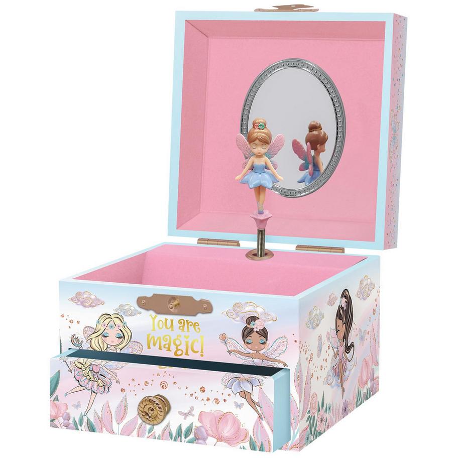 Only-bags.store  Boîte à bijoux musicale pour fées - boîte à musique pour enfants, princesse tournante et miroir, boîte à bijoux 