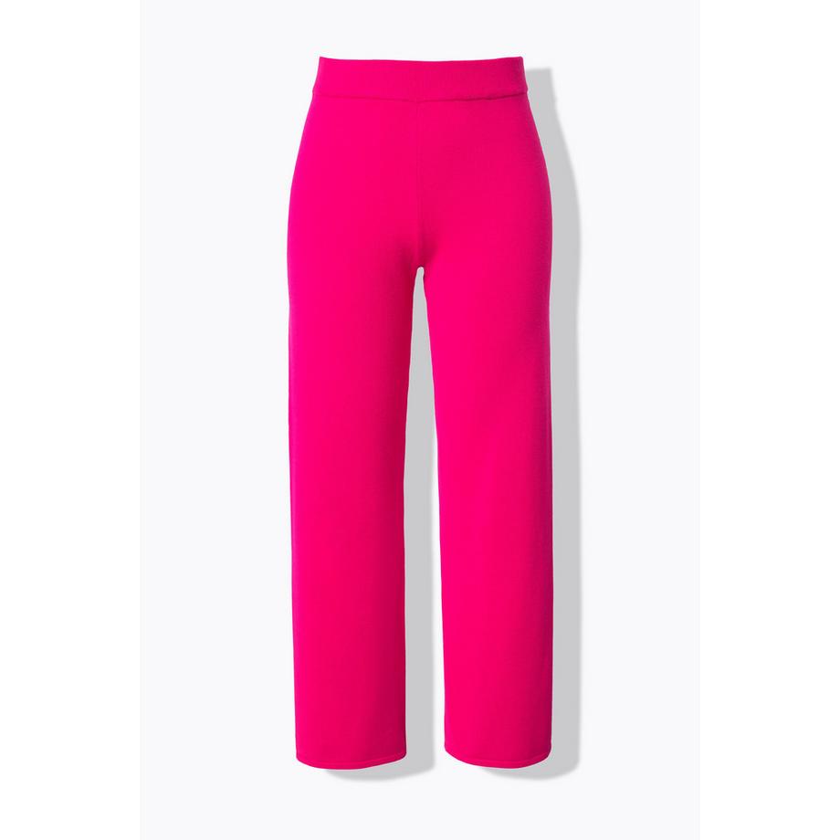 Ulla Popken Pantalon en Maille Jambe Large Taille Élastique  