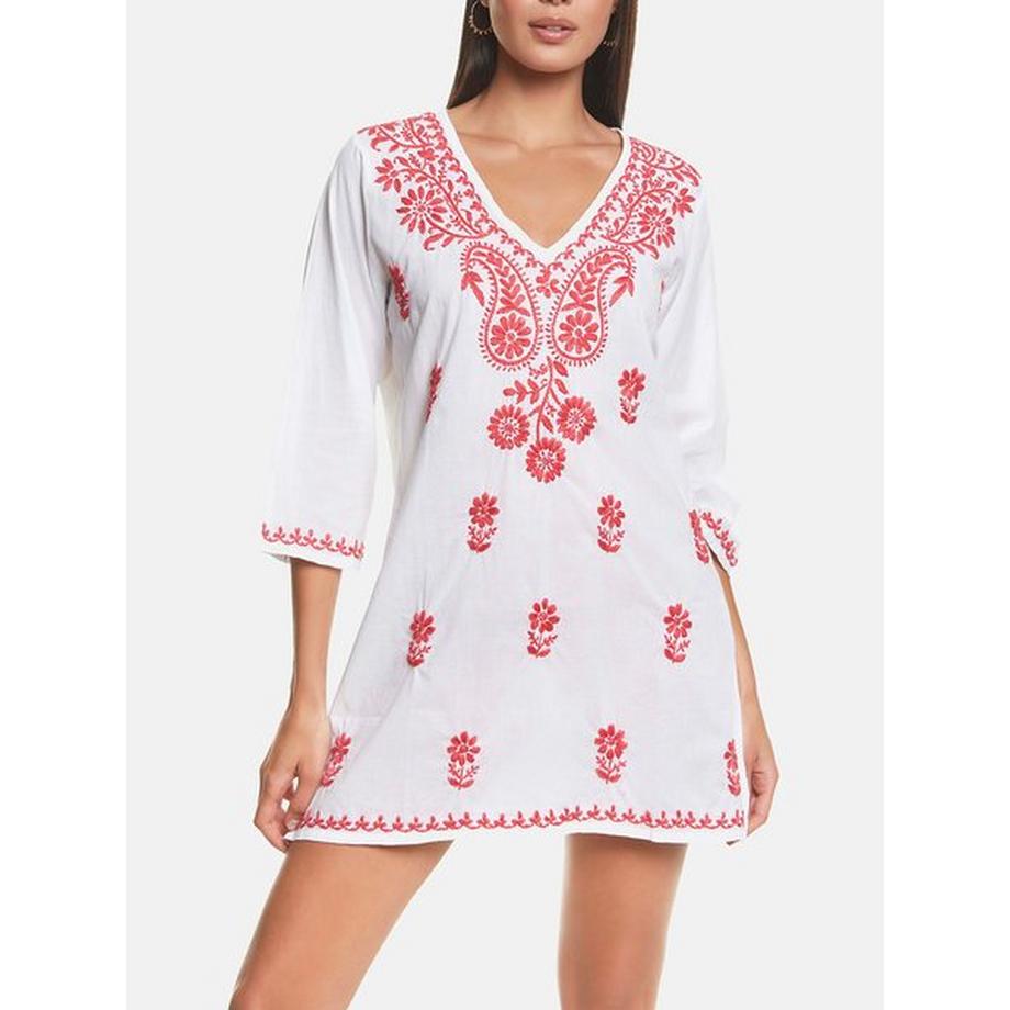 Kurze bestickte Strandtunika Complementos