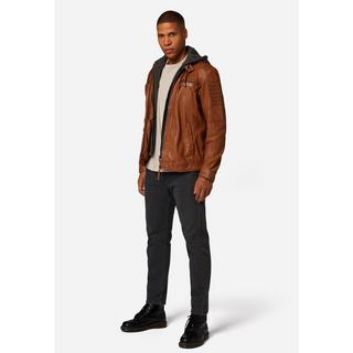 RICANO  Veste en cuir pour homme 12815 Hood, style motard avec capuche amovible 