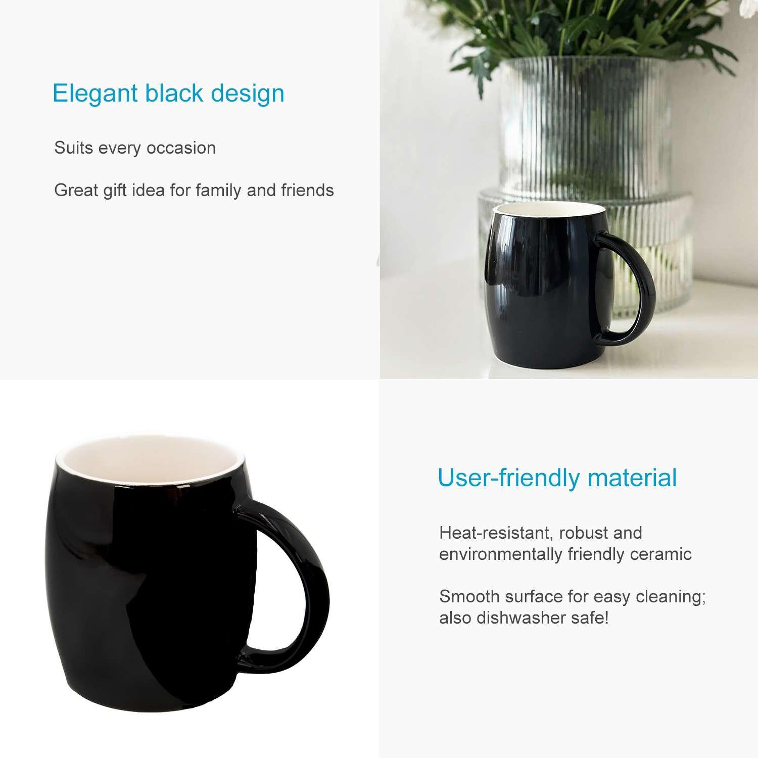 Intirilife Tasse à café en porcelaine Noire avec cuillère Couvercle en bambou  