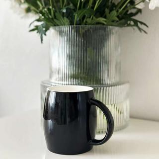 Intirilife Tasse à café en porcelaine Noire avec cuillère Couvercle en bambou  