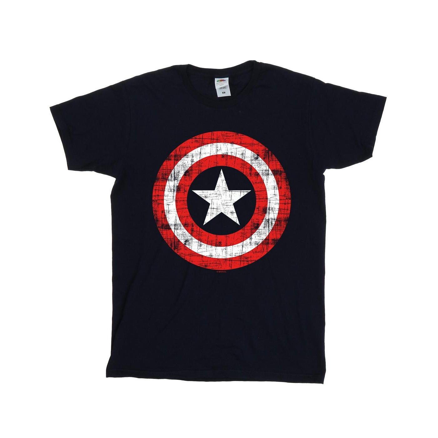 Image of Avengers Captain America Scratched Shield Tshirt Damen Marine XXL