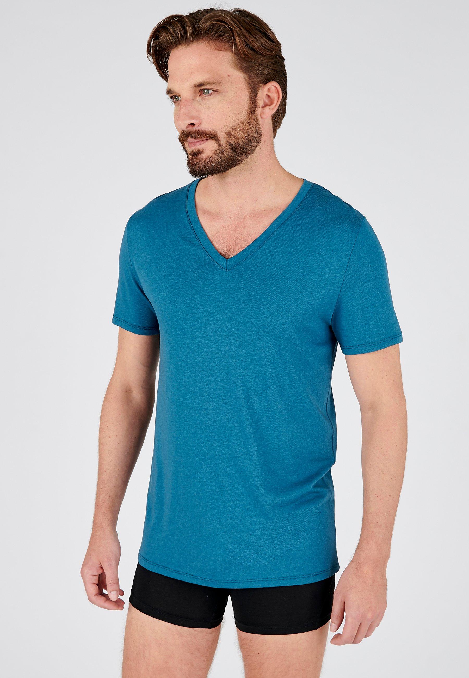 Image of Climatyl-t-shirt Mit V-ausschnitt. Herren Blau S