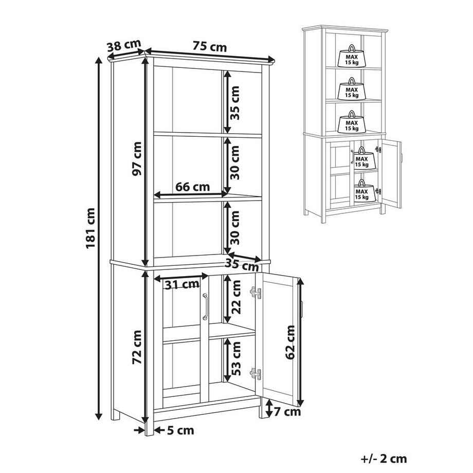 Beliani Vetrina in vetro en Fibra a media densità (MDF) Classico LUSBY  