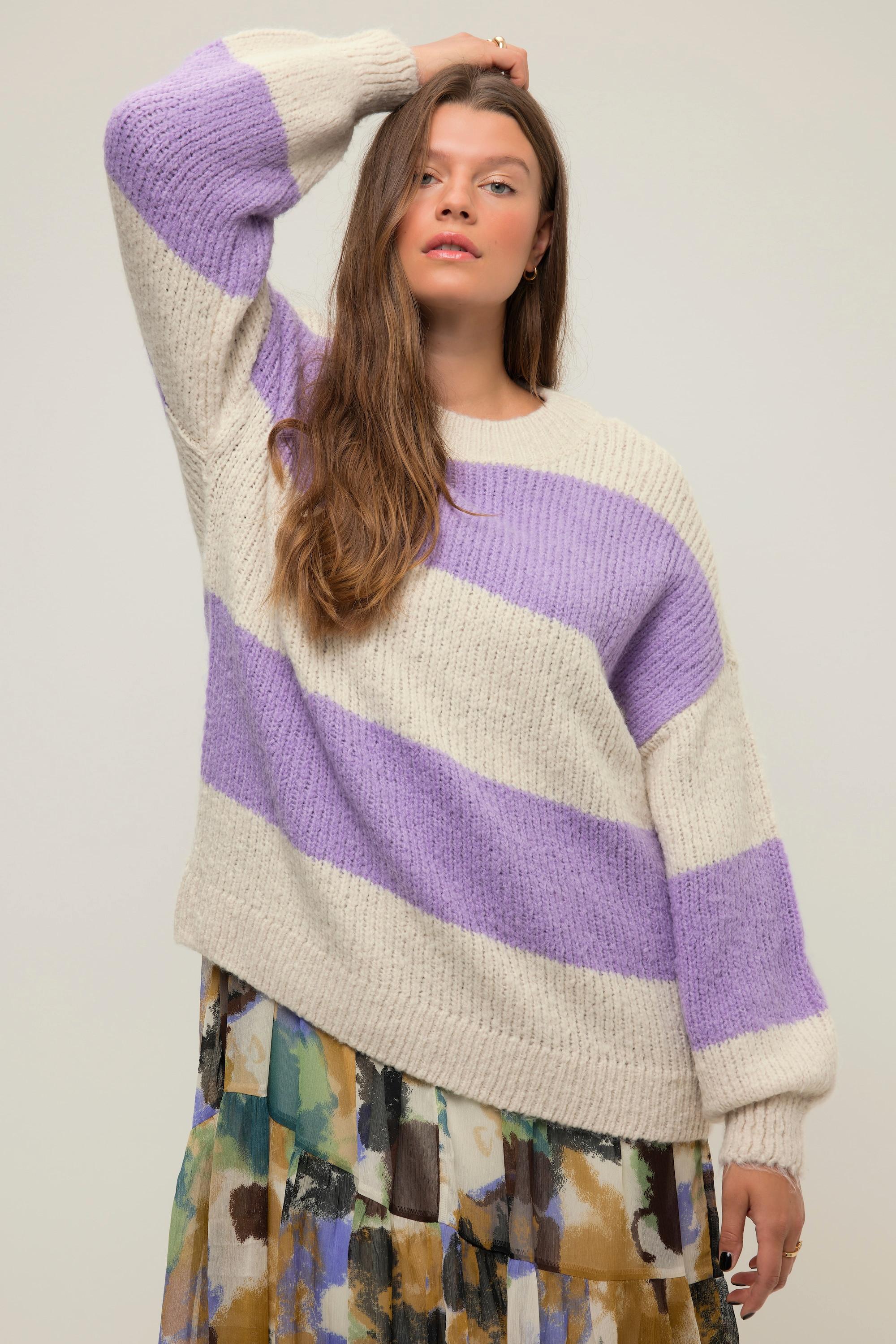 Studio Untold  Pullover, oversized, Grobstrick, Blockstreifen, Rundhals, Langarm 