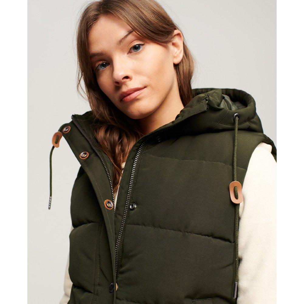 Superdry  ärmellose daunenjacke mit kapuze, damen everest 