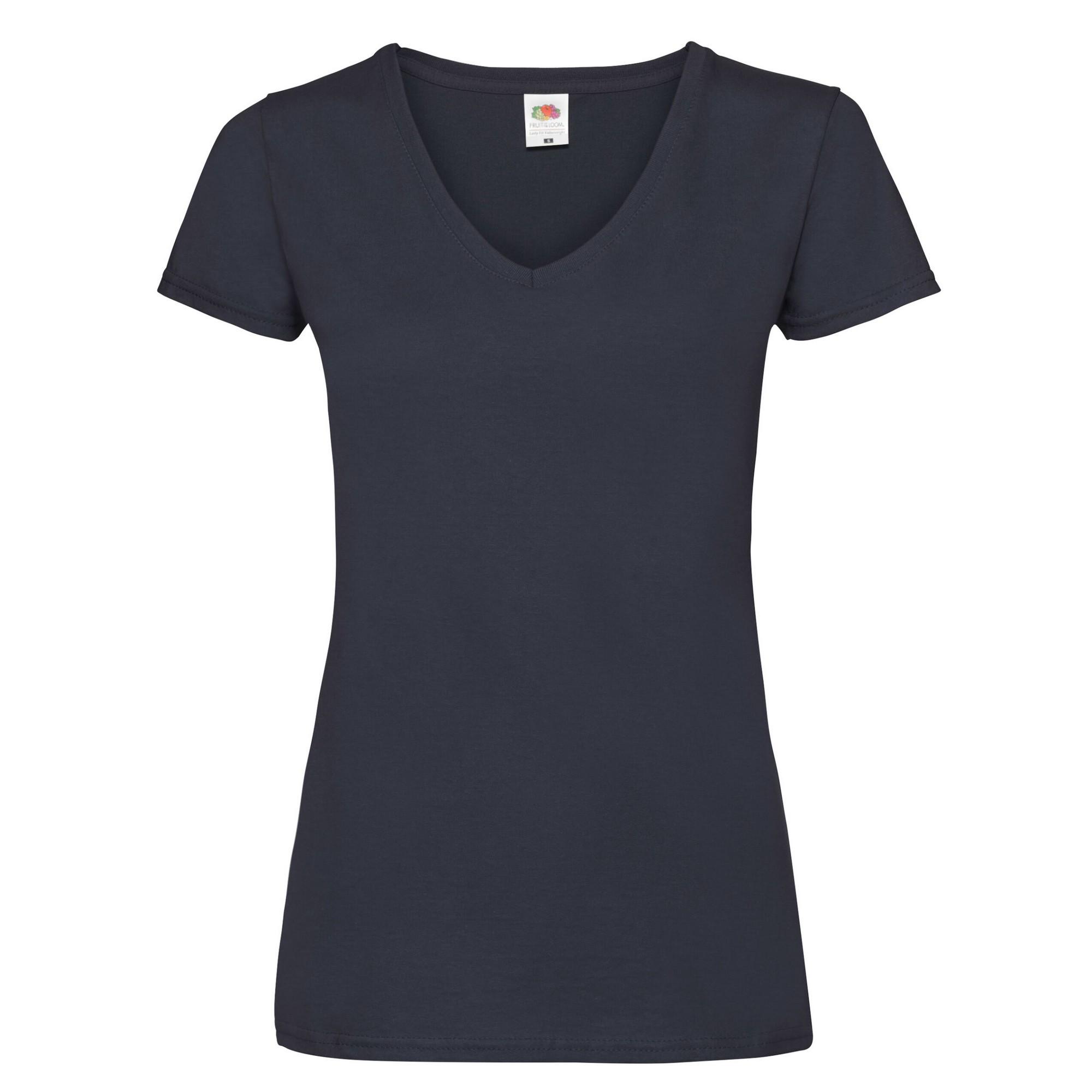 Image of Valueweight Tshirt Vausschnitt Damen Marine 44