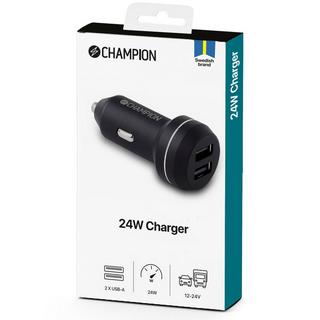 Champion  Caricabatteria da auto 24W 2 porte Nero 
