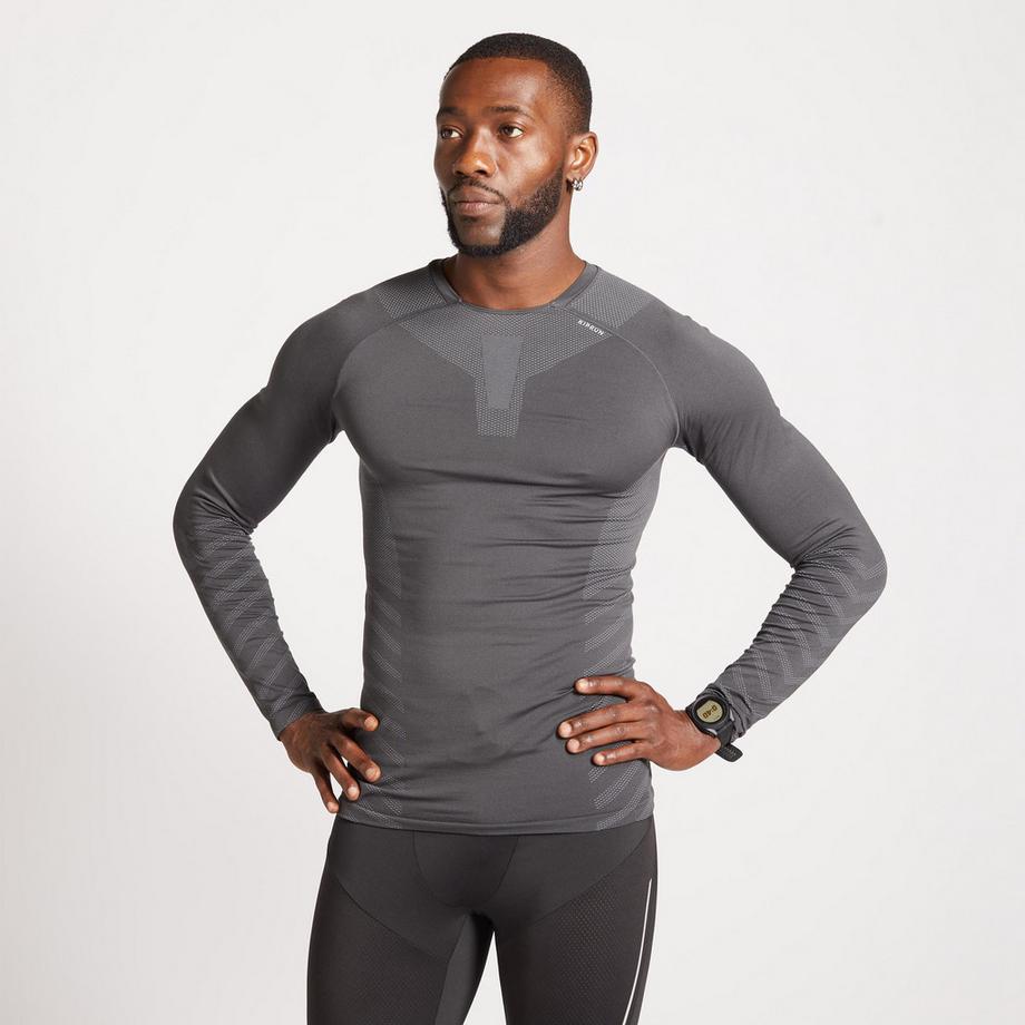 KIPRUN  Maglia running uomo maniche lunghe slim sintetica 