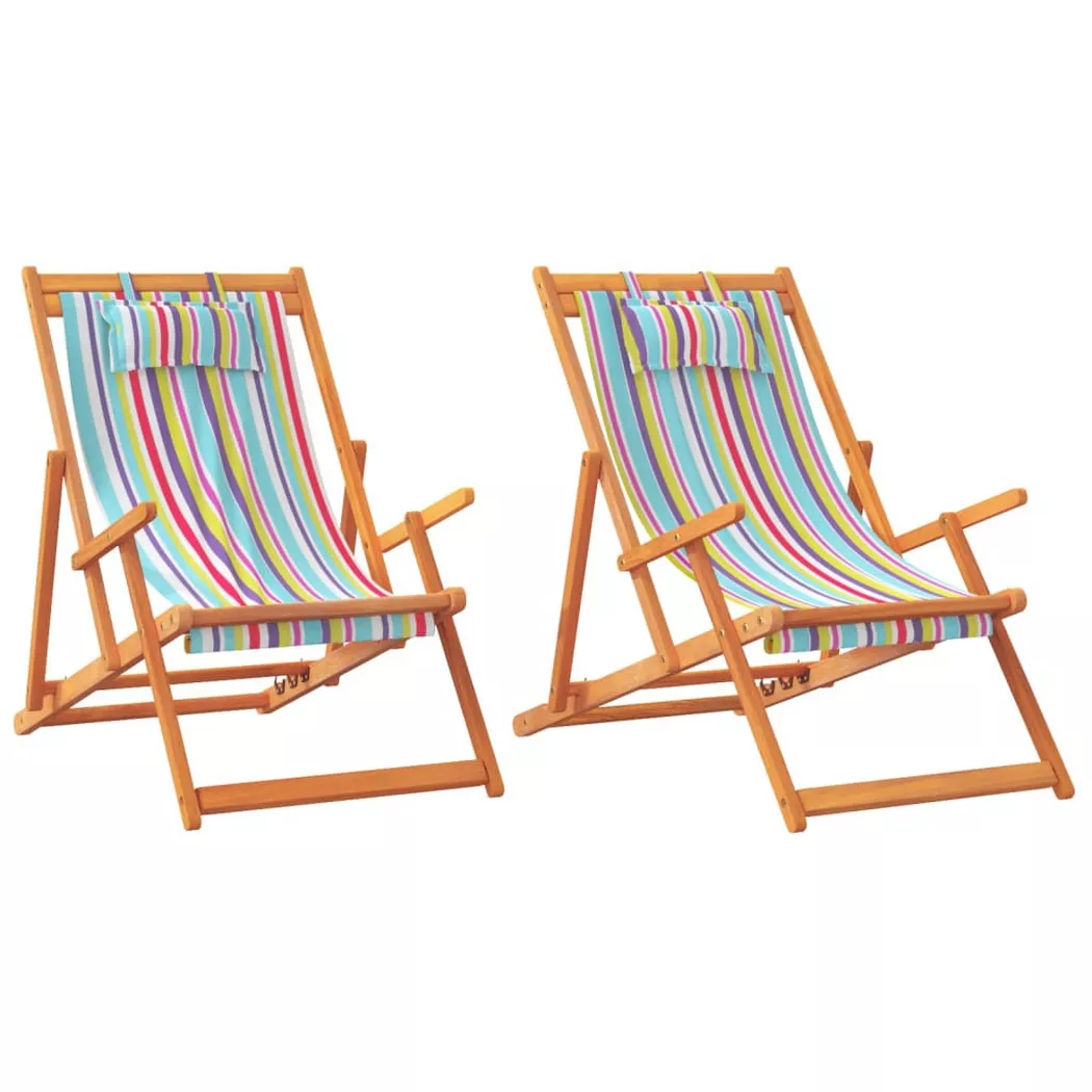 vidaXL Chaises pliantes 2 pièces Tissu multicolore