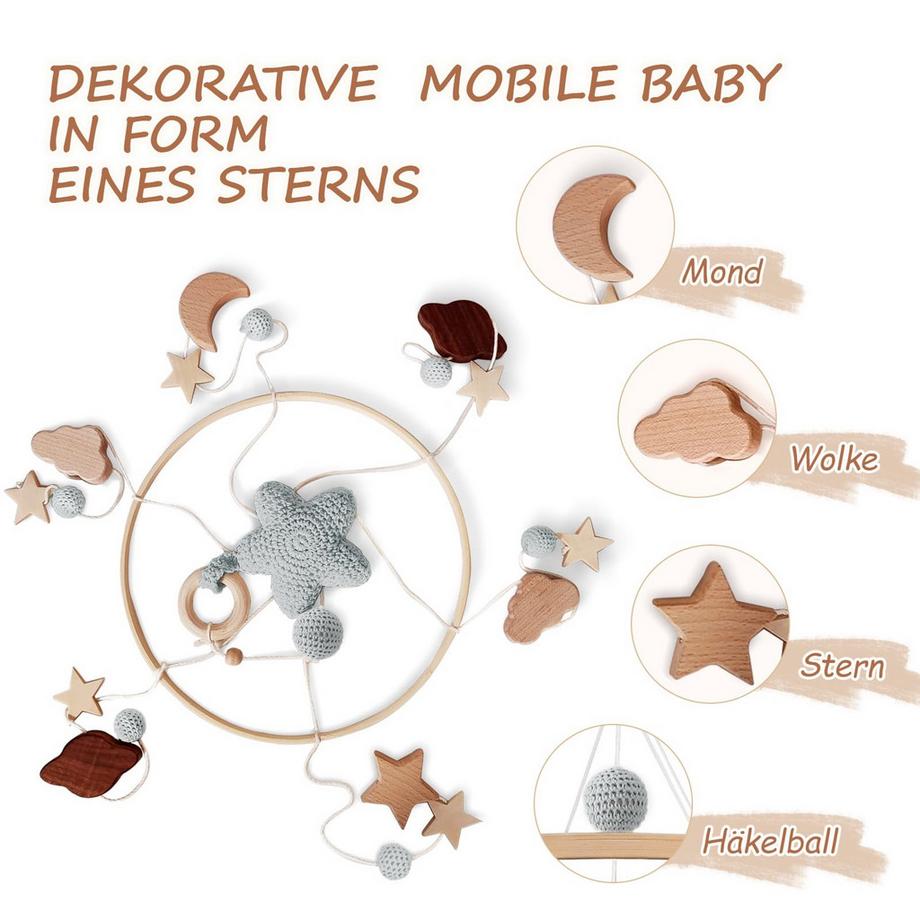 Activity-board  Mobile bébé lit d'enfant cloche carillon vent bébé avec nuages étoiles 