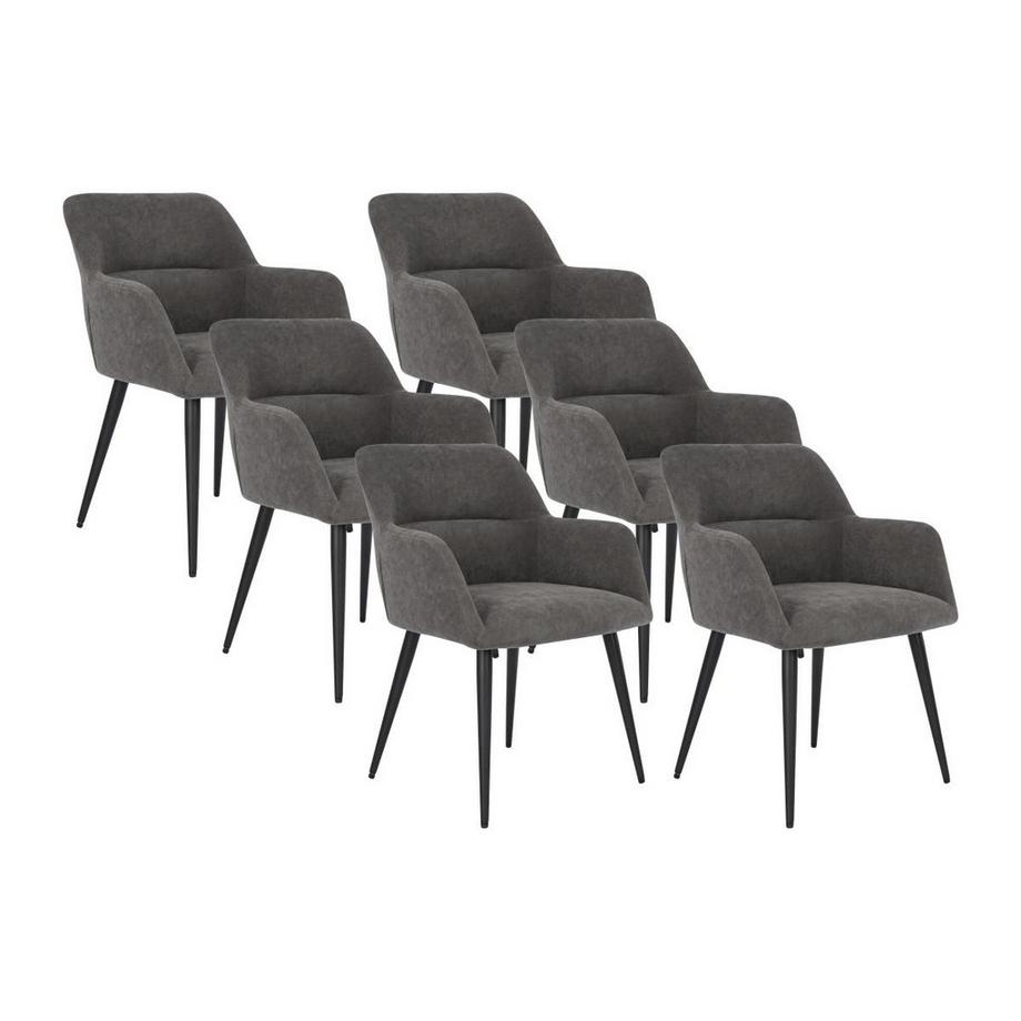 Vente-unique Lot de 6 chaises Avec accoudoirs Tissu métal HEKA  