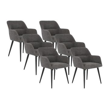Lot de 6 chaises Avec accoudoirs Tissu métal HEKA