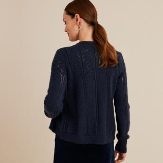 La Redoute Collections  Feinstrickcardigan mit rundem Ausschnitt & Pointelle-Muster 