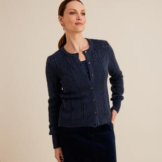 La Redoute Collections  Feinstrickcardigan mit rundem Ausschnitt & Pointelle-Muster 