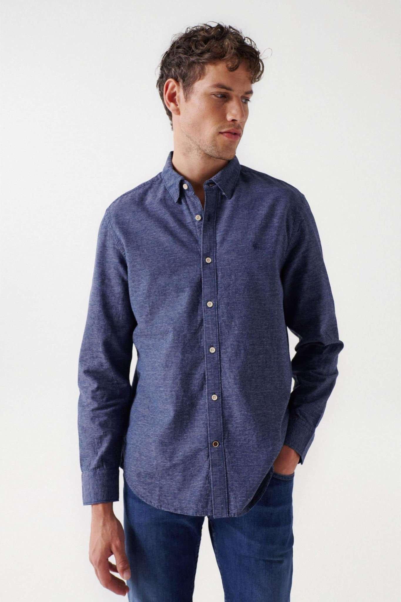 Image of Hemden Check Blue Shirt Herren Marine M