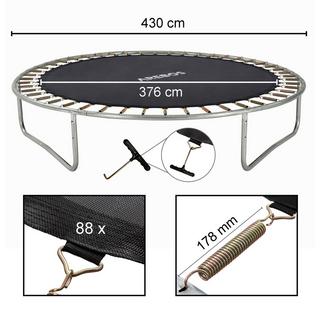 Arebos  Sprungmatte Ø 376 cm für Trampoline mit Ø 430 cm, 178 mm Federn 88 Ösen 