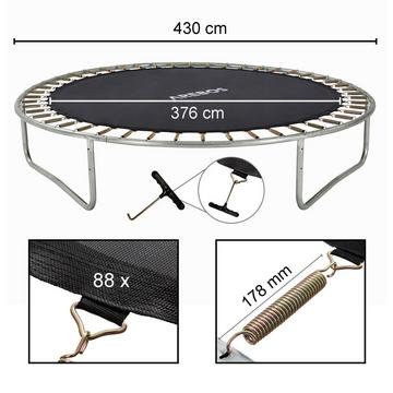 Tapis de saut Ø 376 cm pour trampolines de Ø 430 cm, ressorts de 178 mm et 88 œillets