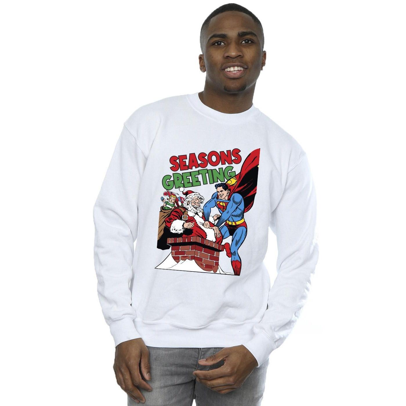 DC COMICS Superman Seasons Greeting Santa Sweatshirt  