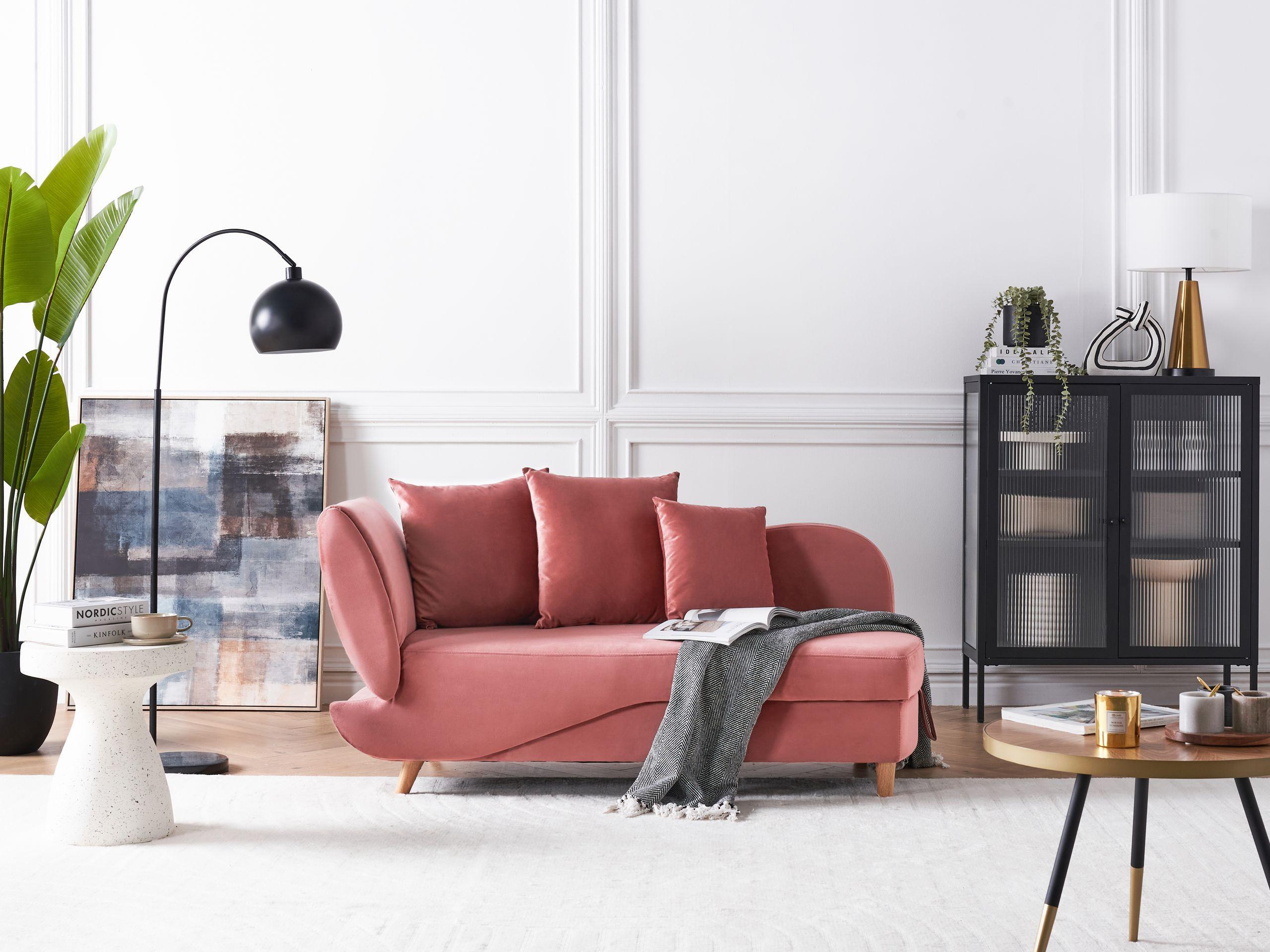 Beliani Chaise longue en Velours Rétro MERI  