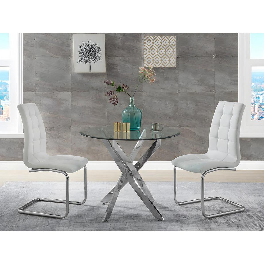 Vente-unique Tavolo da pranzo 4 posti in vetro temperato e Metallo cromato COSIMA  