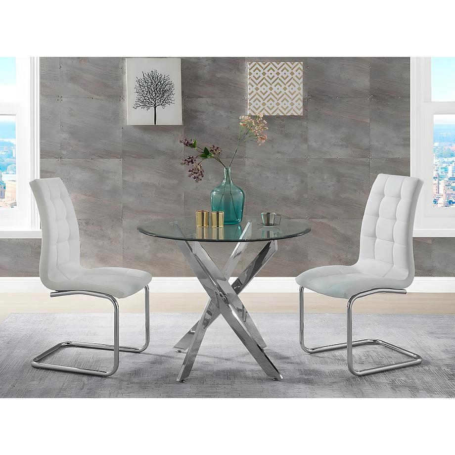 Vente-unique Tavolo da pranzo 4 posti in vetro temperato e Metallo cromato COSIMA  