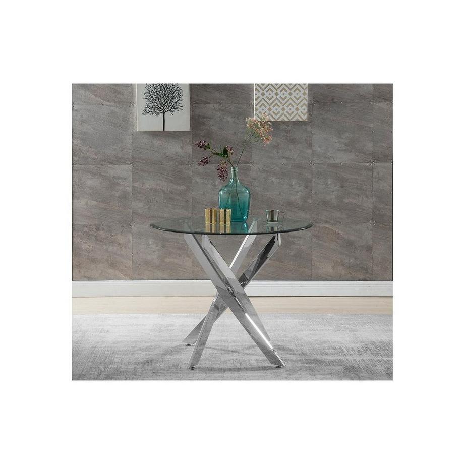 Vente-unique Tavolo da pranzo 4 posti in vetro temperato e Metallo cromato COSIMA  