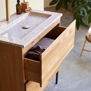 Tikamoon Mobile per il bagno in quercia massello e battuto di terrazzo premium Pink 80 cm Nova  