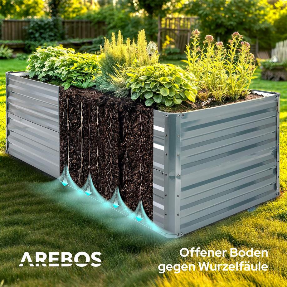 Arebos Métal Lit surélevé Lit de jardin Lit de plantation Inoxydable  