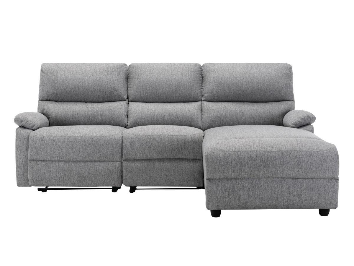 Vente-unique Ecksofa Relaxsofa elektrisch - Stoff - Ecke Rechts - Hellgrau - LUNANO  