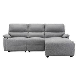 Vente-unique Ecksofa Relaxsofa elektrisch - Stoff - Ecke Rechts - Hellgrau - LUNANO  