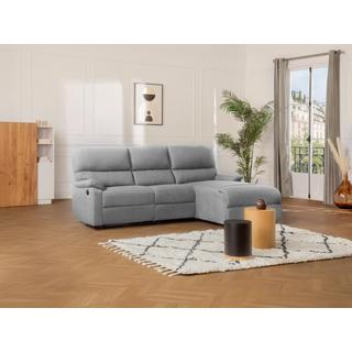 Vente-unique Ecksofa Relaxsofa elektrisch - Stoff - Ecke Rechts - Hellgrau - LUNANO  