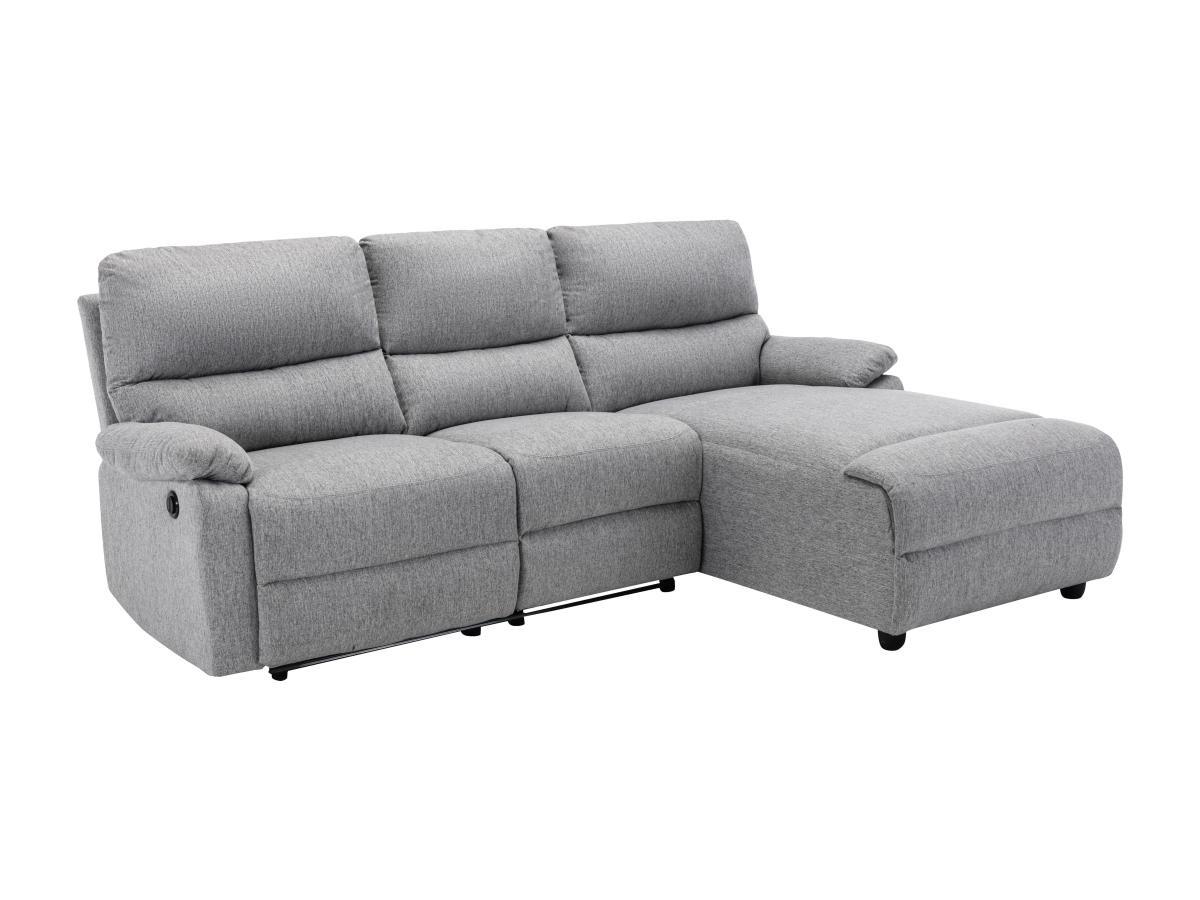 Vente-unique Ecksofa Relaxsofa elektrisch - Stoff - Ecke Rechts - Hellgrau - LUNANO  