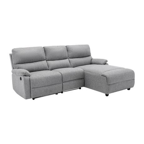 Vente-unique Ecksofa Relaxsofa elektrisch - Stoff - Ecke Rechts - Hellgrau - LUNANO  