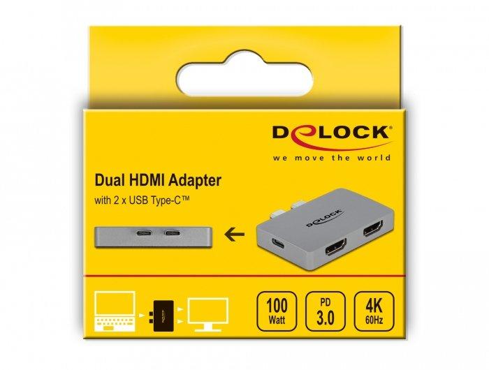 DeLock  64123 Schnittstellen-Hub USB 3.2 Gen 1 (3.1 Gen 1) Type-C Grau 
