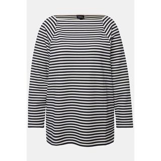 Ulla Popken  Sweatshirt, Struktur, Ringel, Carrée-Ausschnitt, Langarm 