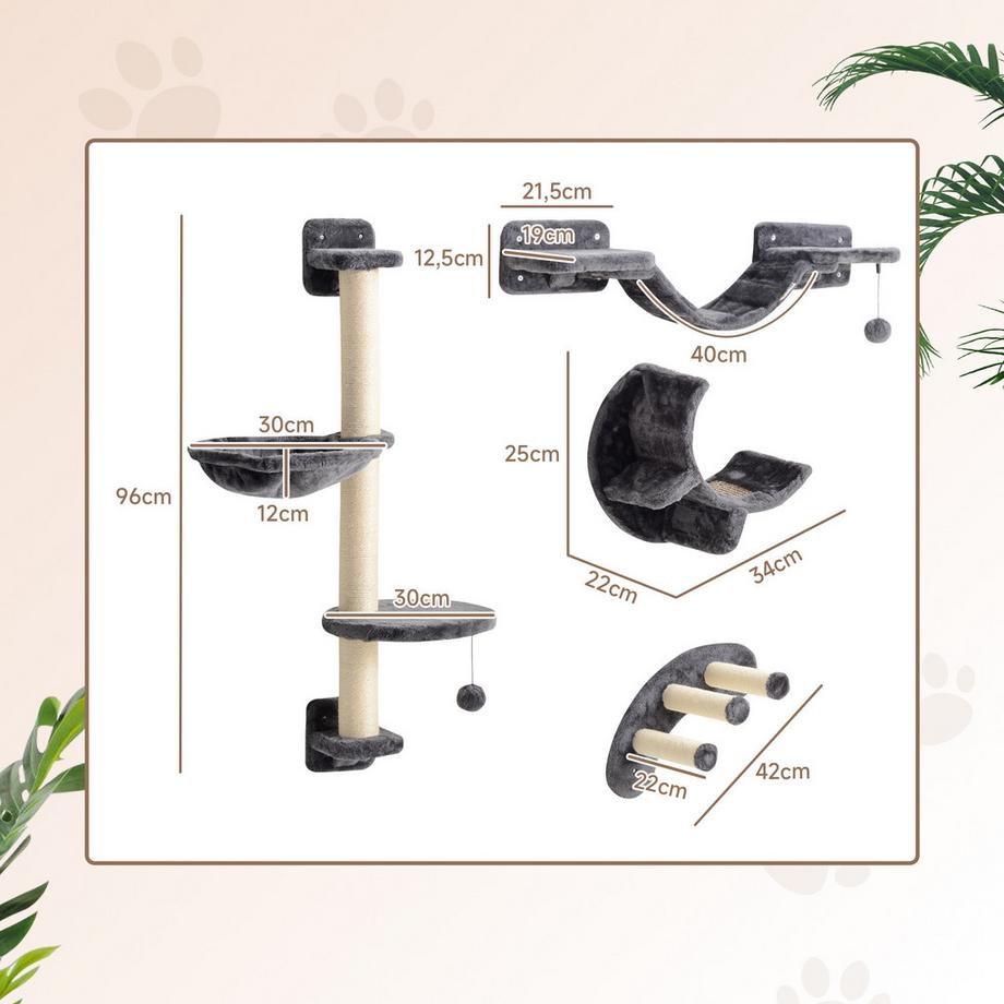 PawHut  Katzen Kletterwand 