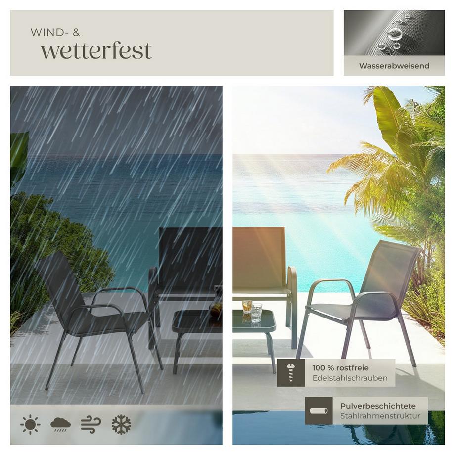 Tectake Sitzgruppe Nora für 4 Personen atmungsaktives, wasserabweisendes Textilene-Gewebe  