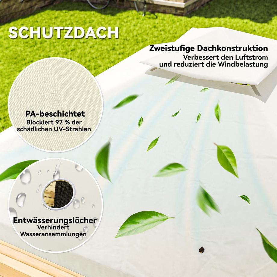 Northio Gazebo con doppio tetto, ca. 3x3 m, impermeabile, stabile, resistente all'inverno, padiglione da giardino con protezione UV, tendone per feste in metallo, per giardino, terrazza, bianco crema  