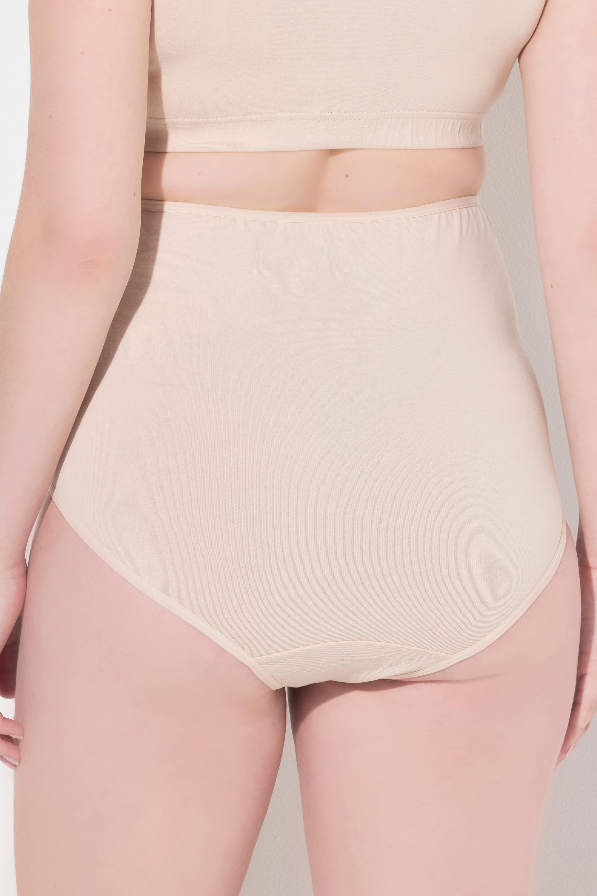 Ulla Popken  Culotte taille haute Bellieva en coton bio certifié GOTS, avec empiècement sur le ventre 